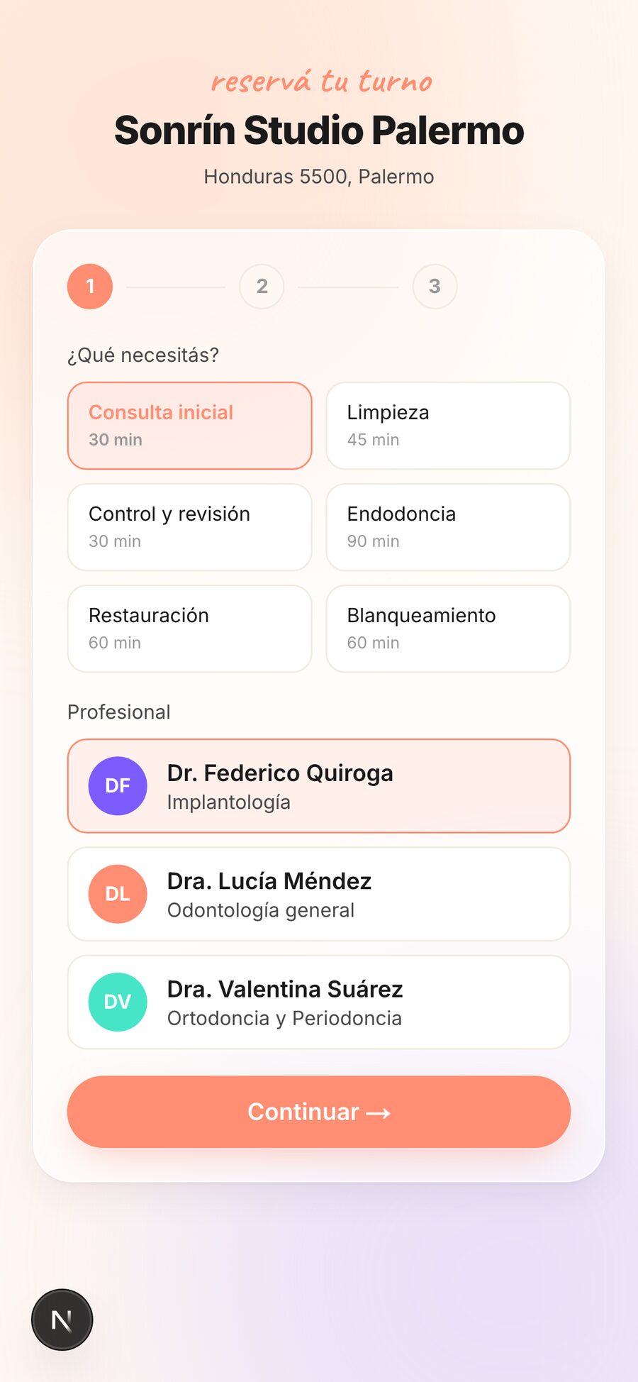 Reserva de turnos online desde el celular en Sonrín